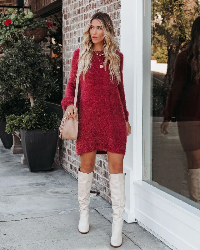 Dessert Matching So In Love Knit Sweater Dress - Dark Mauve