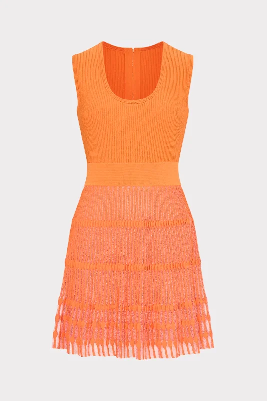 Retro Fashion Sheer Knit Fit And Flare Mini Dress