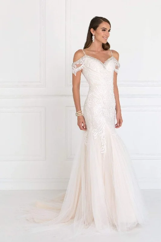 Thin Design Elizabeth K Bridal - GL1513 Lace Appliqued Off Shoulder Straps Bridal Dress Thin Design Elizabeth K Bridal - GL1513 Lace Appliqued Off Shoulder Straps Bridal Dress
