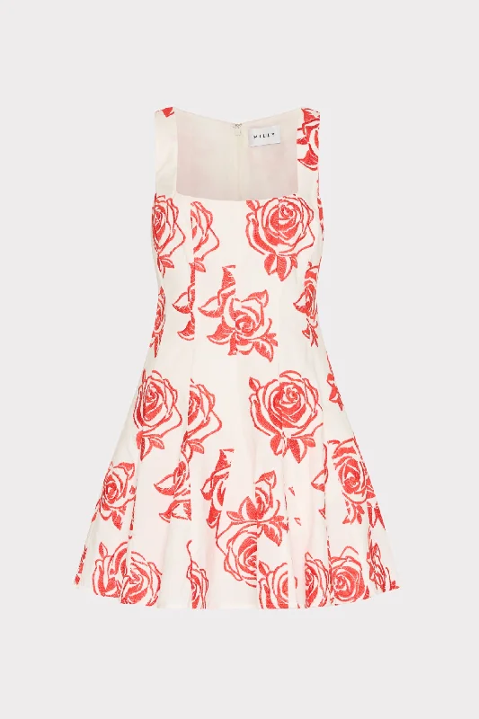 New Autumn And Winter Styles Ariel Rose Embroidery Mini Dress