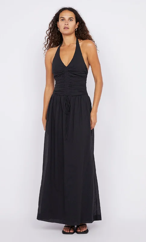 New Autumn And Winter Styles FRANCA HALTER DRESS - BLACK