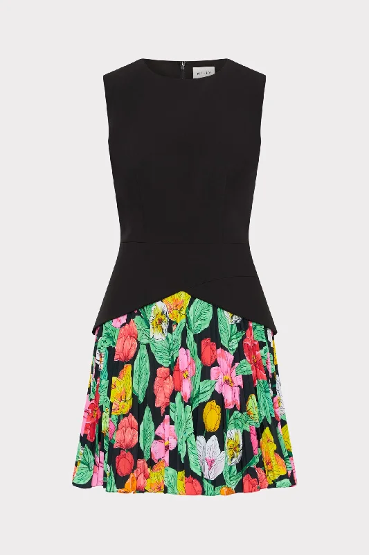Urban Sense Haddy Tulip Rosette Pleated Mini Dress