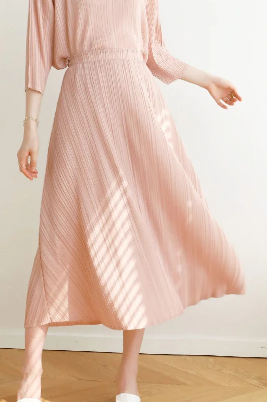 Double-sided Wear Solid Color Full Pleated High Waist Skirt