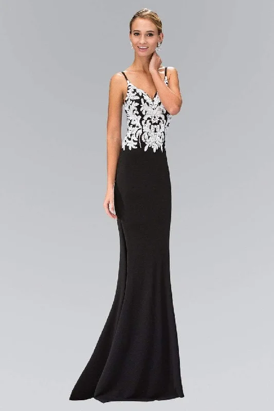Classic Retro Elizabeth K - GL1384 Bead and Sequin Embellishment V-Neck Gown