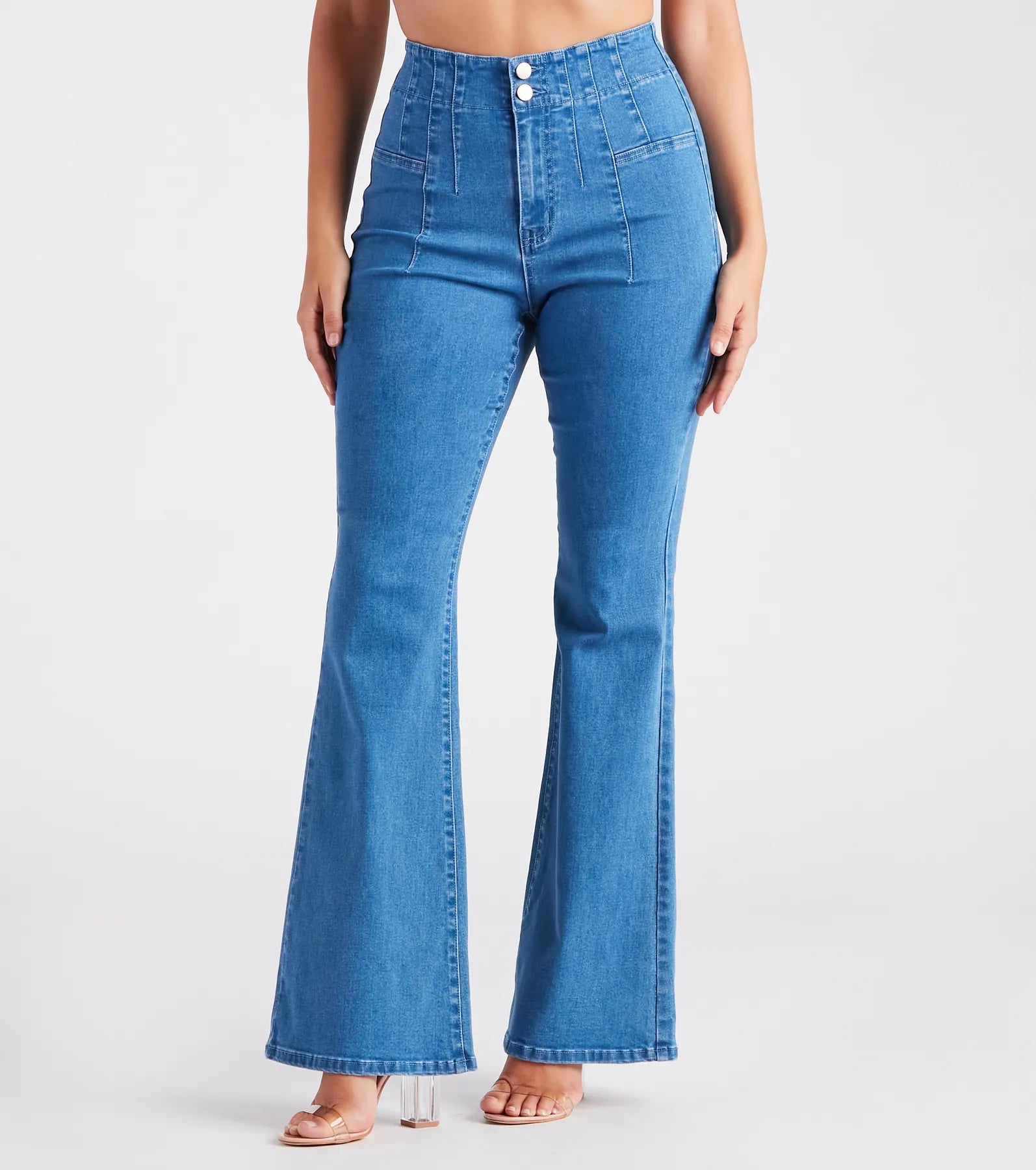 Elegant Temperament Bri High-Rise Button-Up Flare Jeans by Windsor Denim