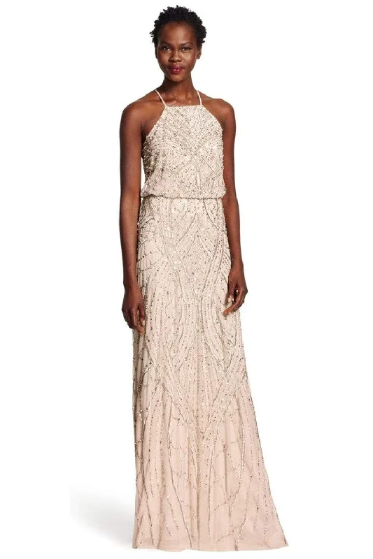 Casual And Comfortable Adrianna Papell - 91907930 Bedazzled Halter Blouson Sheath Dress