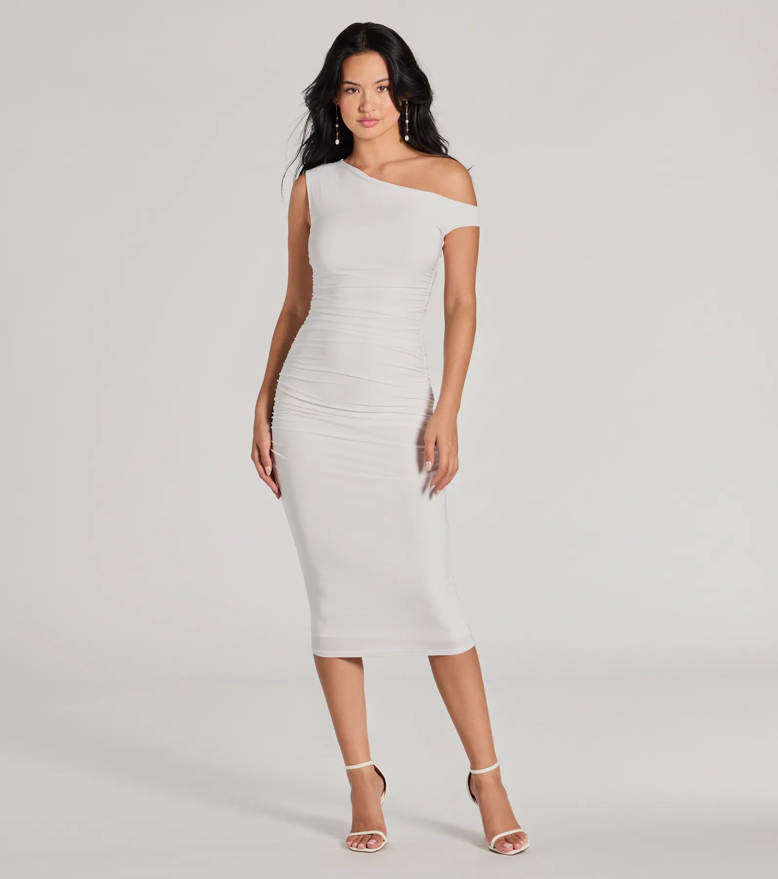 Double-sided Wear Easily Sultry Off-Shoulder Ruched Midi Dress