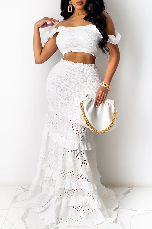 Fresh And Natural Lace Fishtail Dress Suit