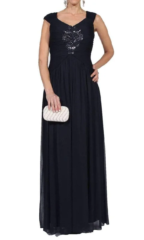 Fresh And Simple Adrianna Papell - 09G879300 Cap Sleeve Embellished Ruched A-Line Gown