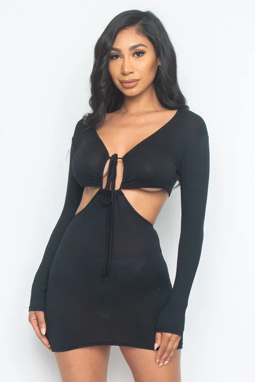 Wearable At Home Or Out Prety Play Colors Long Sleeve Midi Dress (3456)