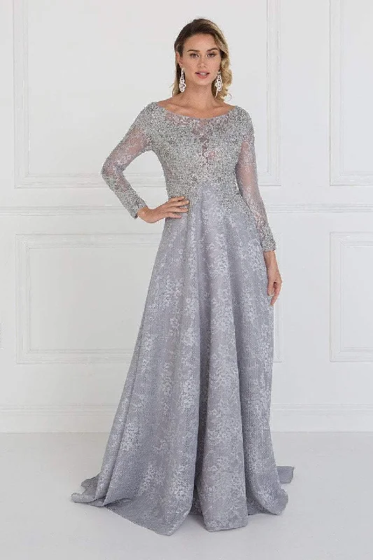 Romantic And Fresh Elizabeth K - GL1537 Lace Long Sleeve Illusion Bateau A-line Dress Romantic And Fresh Elizabeth K - GL1537 Lace Long Sleeve Illusion Bateau A-line Dress
