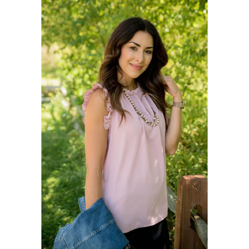 French Style All Around Solid Ruffle Tank
