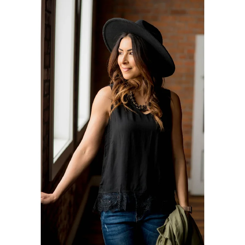 French Retro Lace Bottom Cami Tank