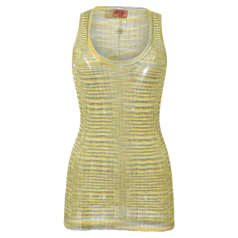 Versatile Items Missoni Scoop Neck Fitted Tank Top in Yellow Cotton