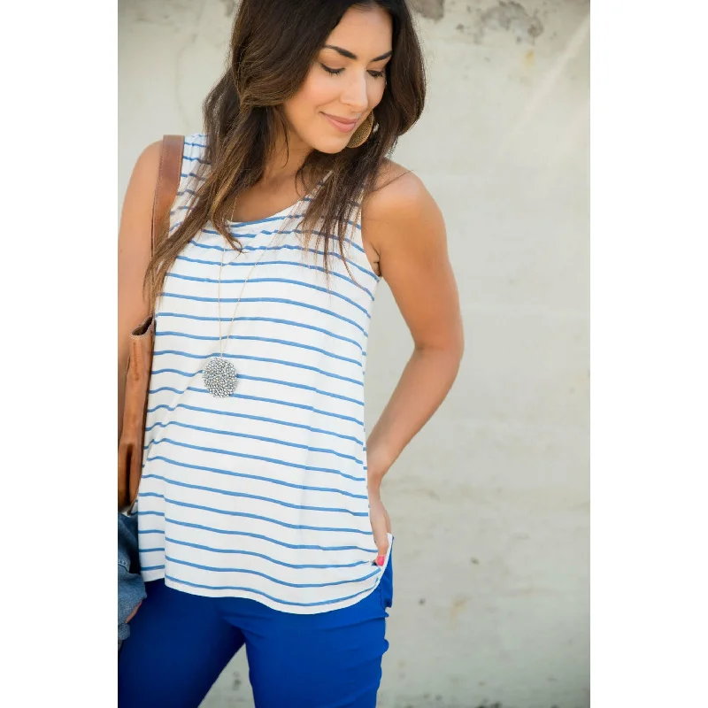 Warm And Comfortable Perry Blue Striped Tank