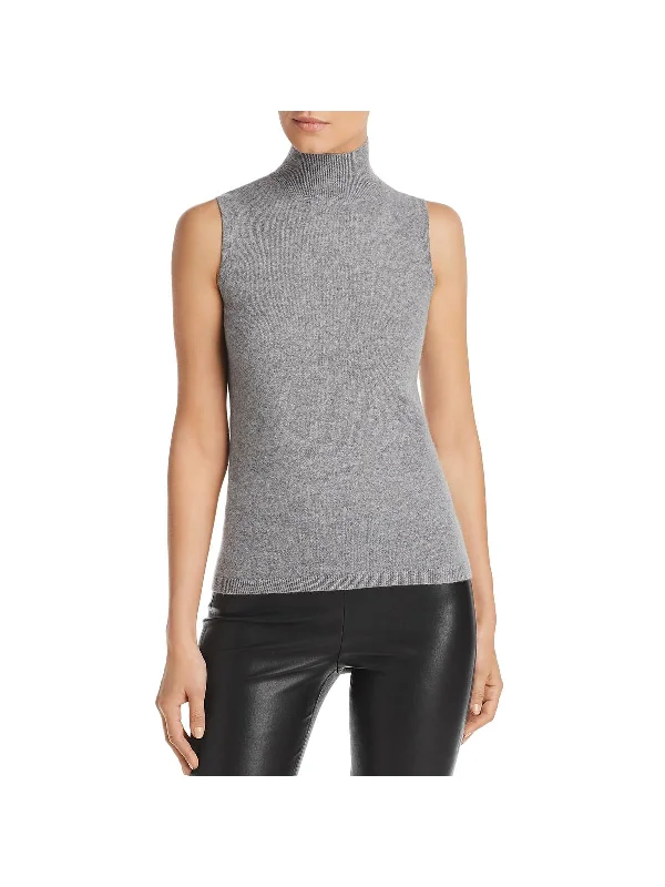 Casual Style Womens Cashmere Ribbed Trim Tank Top Sweater