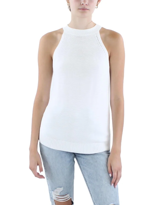 Slim Fit Womens Open Stitch Cotton Tank Top Sweater
