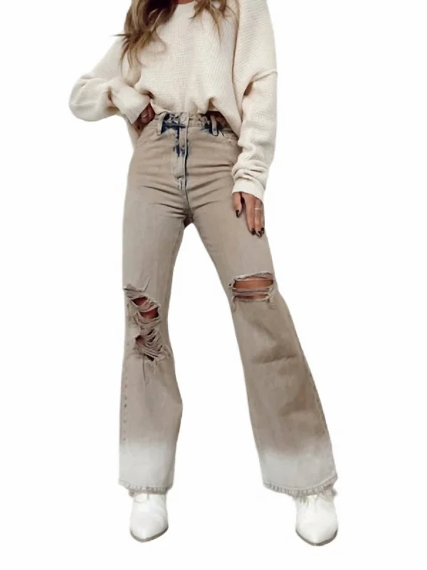 Fresh And Natural 90's Vintage Flare Jeans In Burnt