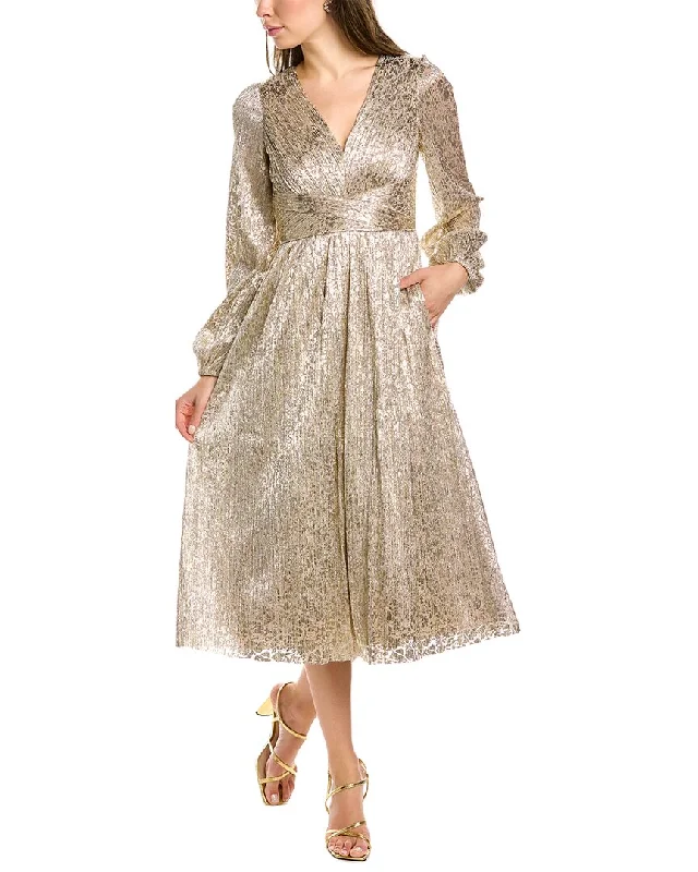 Exquisite Fabrics Aidan Mattox Metallic Midi Dress