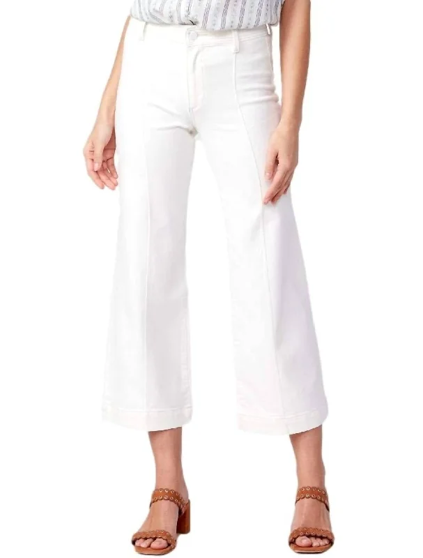 Comfortable And Versatile Anessa Hem Center Front Pintuck Wide Leg Jean In Gold Coast