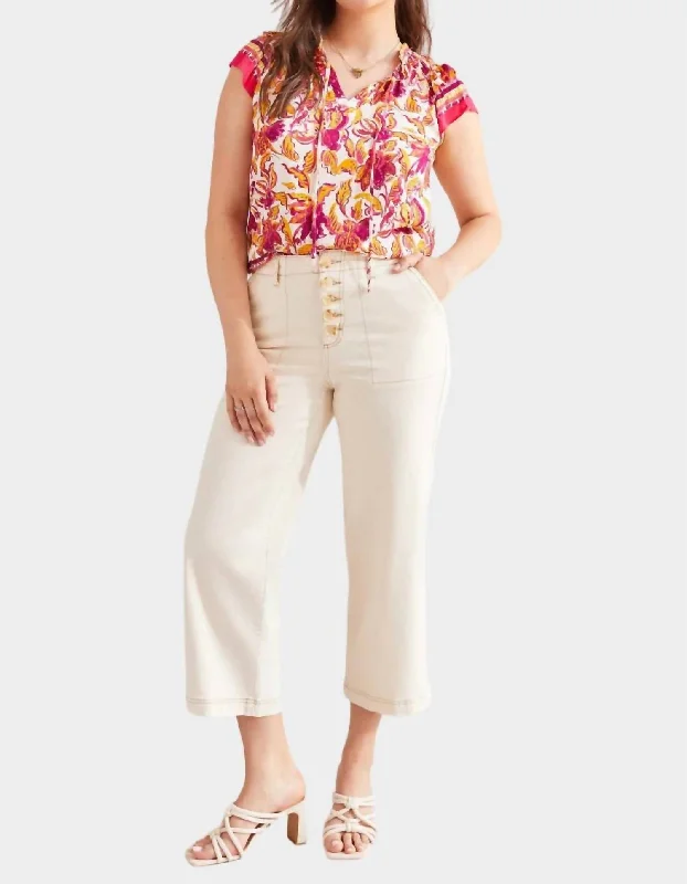 British Fashion Brooke High Rise Wide Leg Jean In Ecru