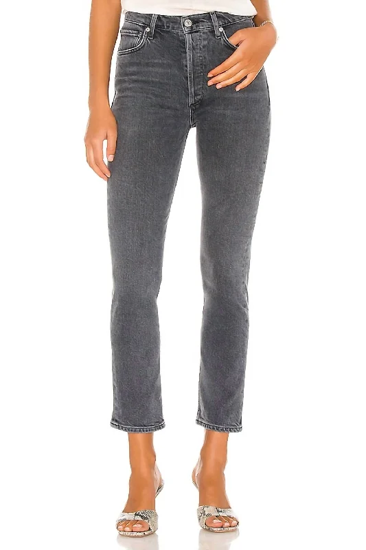 Eye-catching Personality Charlotte High Rise Straight Jean In Grayscale