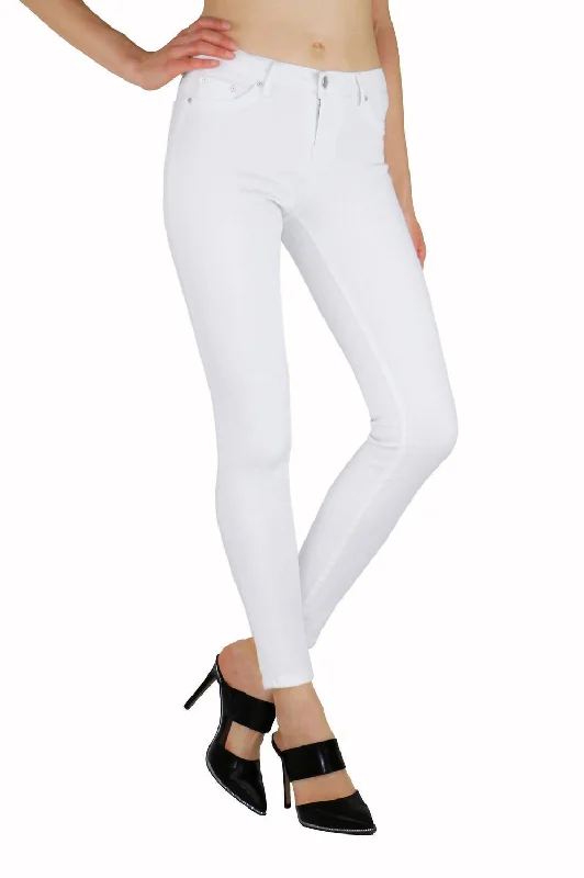 French Style Diane Basic Mid Rise Skinny Jean In White