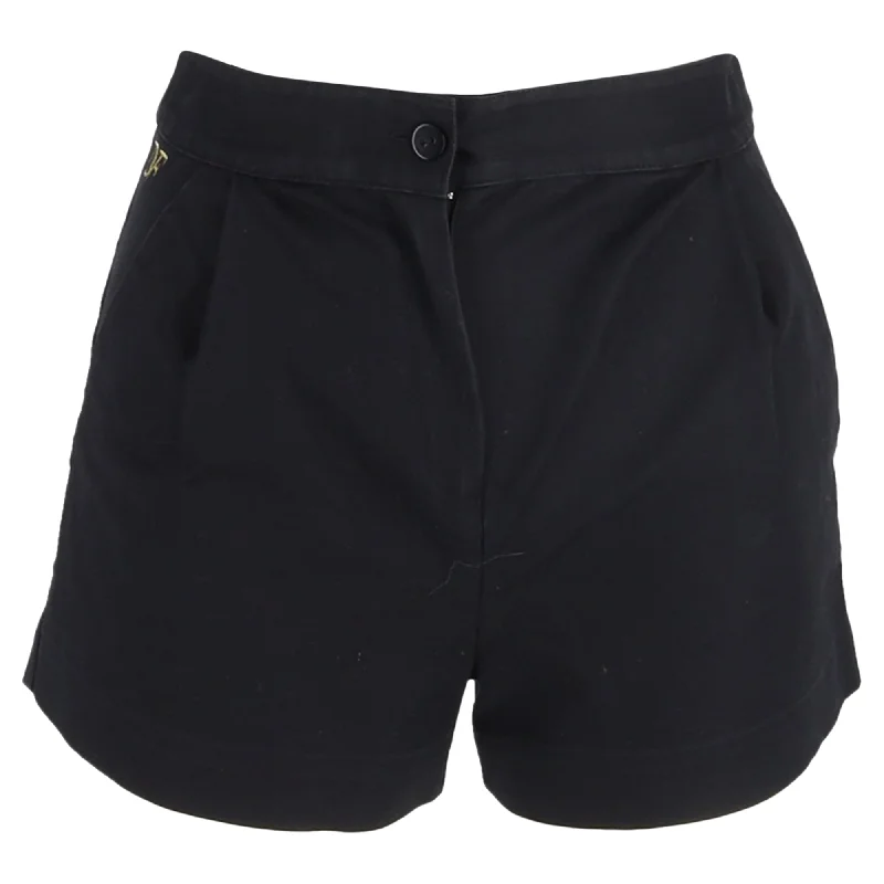 Diamond Series Diane von Furstenberg Logo Embroidered Shorts in Black Cotton
