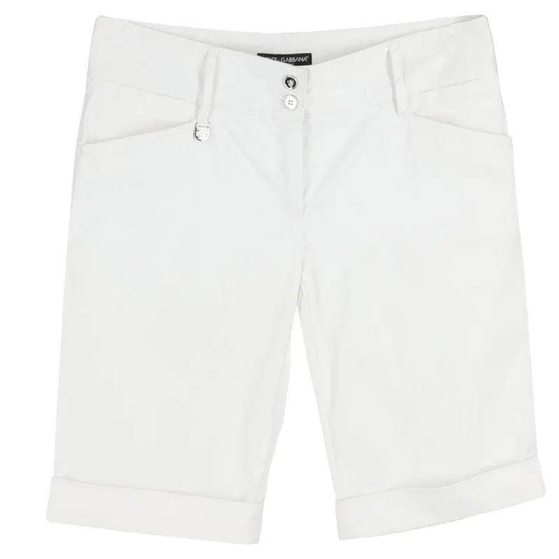 College Style Dolce & Gabbana Bermuda Shorts in White Cotton