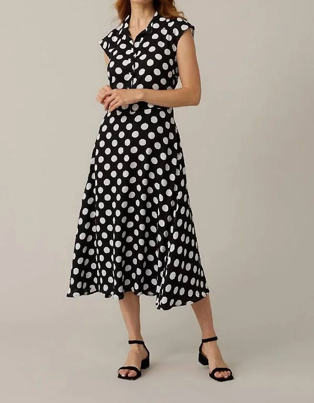 Playful Style Fit & Flare Dress In Black/Vanilla