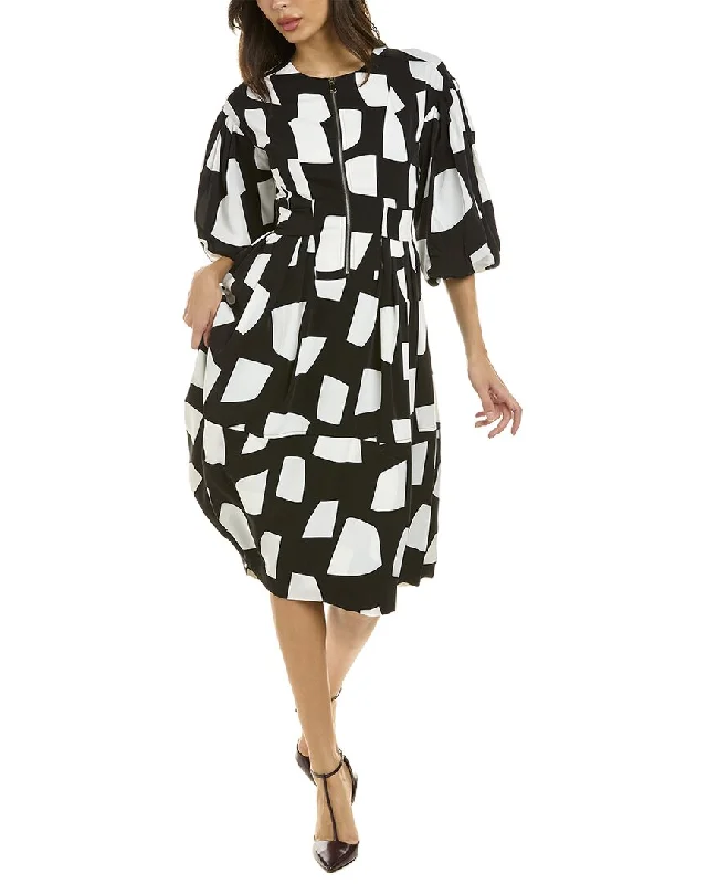 Cute Style Gracia Pleated Balloon Sleeve Midi Dress