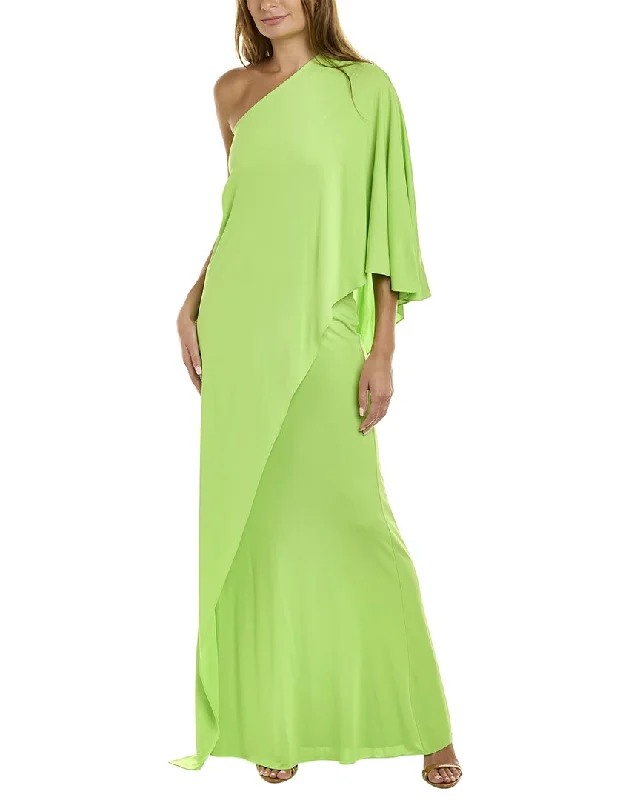 Thin Design Halston Alyssa Jersey Cascade Gown