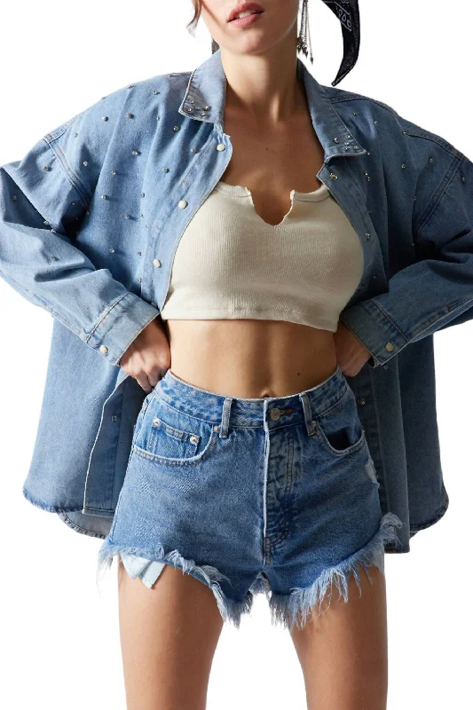 Playful Style Jane Denim Cutoff Short In Plain