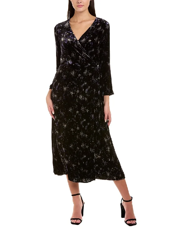 Luxury Temperament Johnny Was Stardust Silk-Blend Wrap Dress