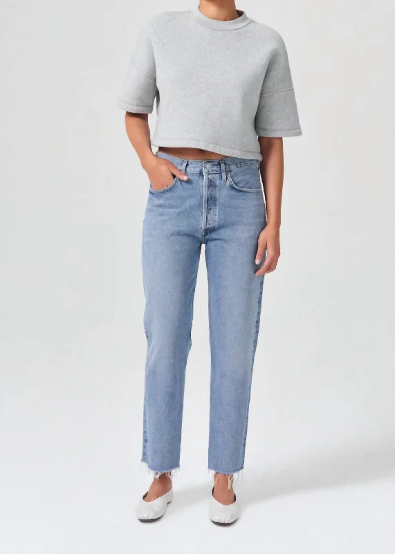 College Style Lana Crop Mid Rise Straight Jean In Sway