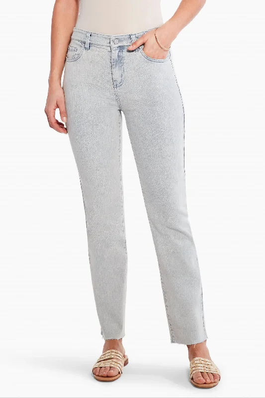 Lively And Youthful Mid Rise Straight Ankle Jean In Salt