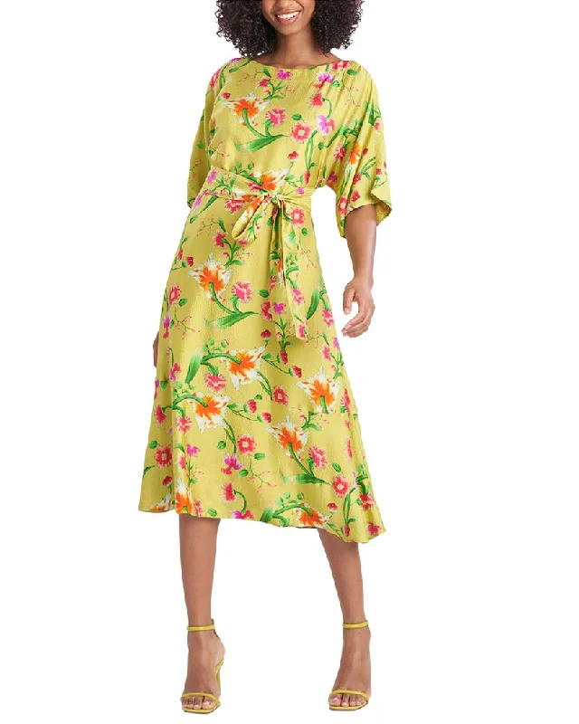 French Retro Natori Chikayo Silk Boatneck Dress