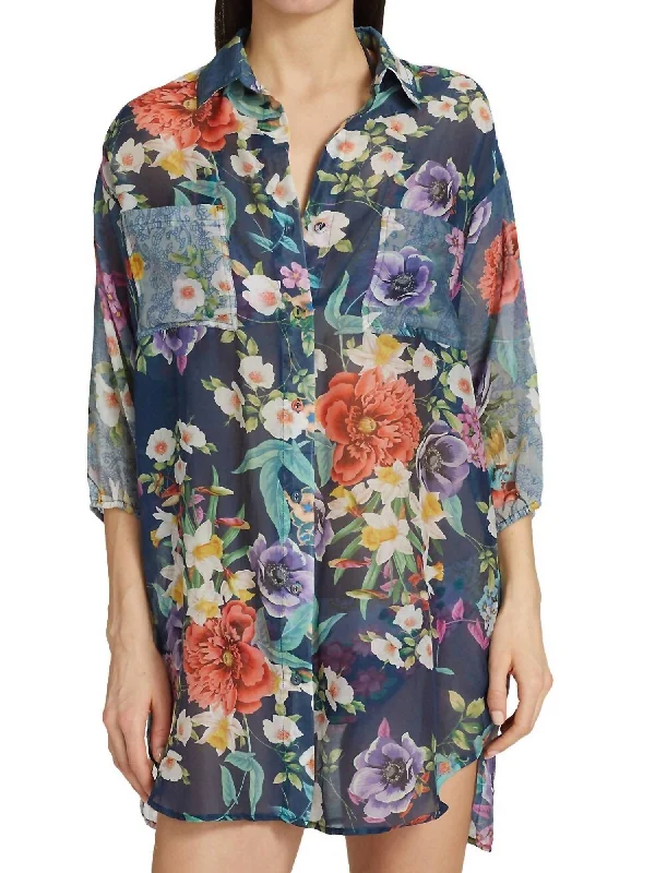 Warm And Comfortable Paria Shirt Dress in Multi
