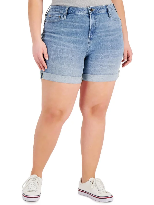 Youthful Plus Womens Light Wash Short Denim Shorts