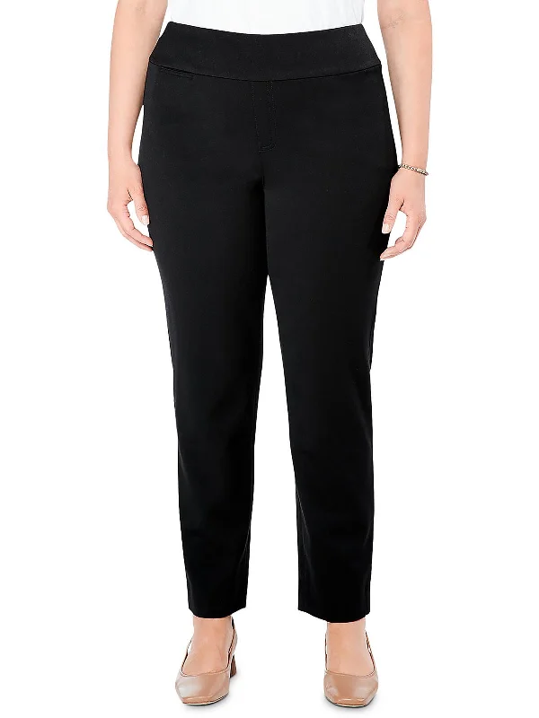 Denim Design Plus Work It Womens Solid Cable Knit Straight Leg Pants
