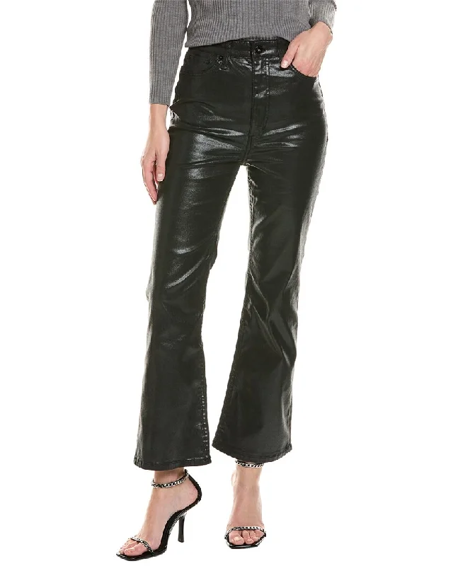 Avant-garde Design rag & bone Casey High-Rise Coated Black Ankle Flare Leg Jean