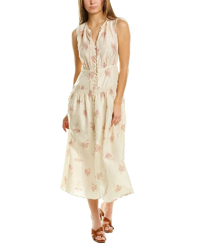 College Style Rebecca Taylor Nora Floral Silk Midi Dress