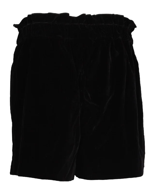 Eye-catching Personality Red Valentino Elastic-Waist Shorts in Black Velvet