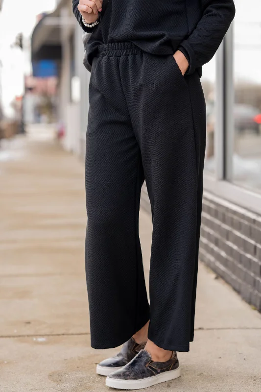 European And American Style Subtle Ribbed Relaxed Bottom Pants