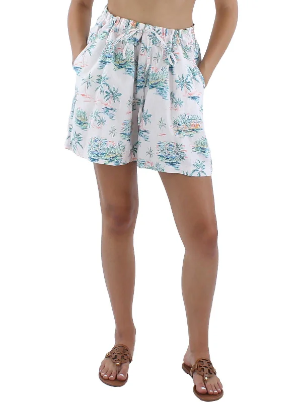 Body Design Village Womens Linen High Rise Flat Front Tie-Waist/Belted