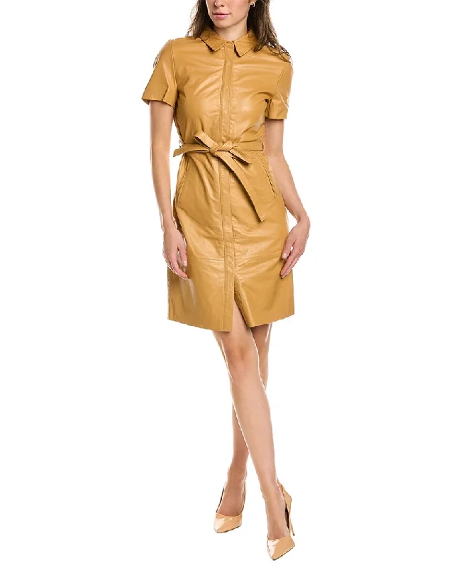 French Retro Walter Baker Chloe Leather Shirtdress