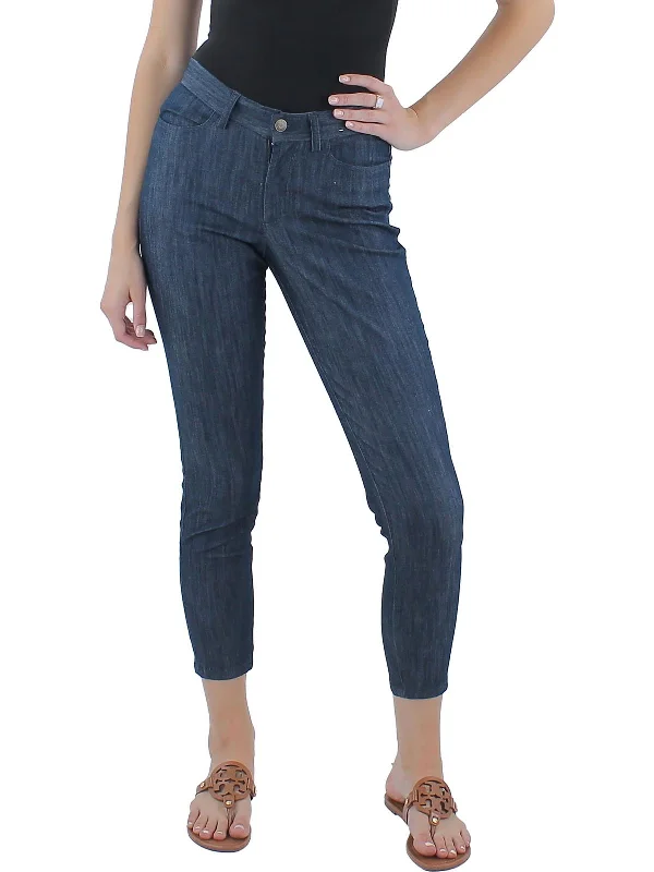 Exquisite Fabrics Womens Cropped Mid-Rise Skinny Pants