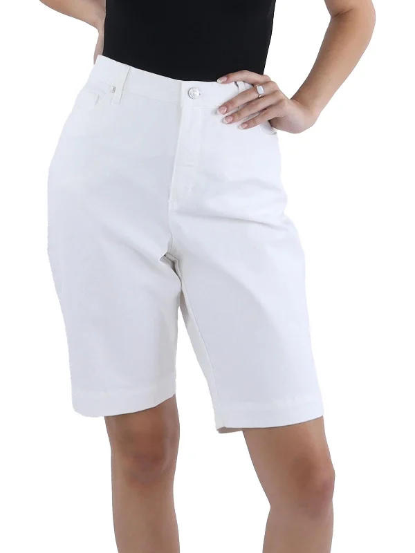 Urban Style Womens Denim High Rise Bermuda Shorts