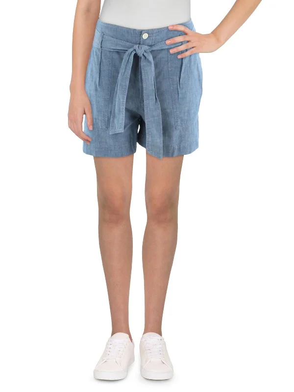 Age-reducing Style Womens High Rise Fitted Flat Front Tie-Waist/Belted