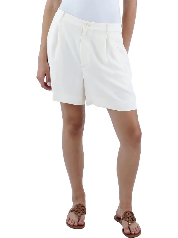 Comfortable And Cold-proof Womens High Rise Pleated Casual Shorts